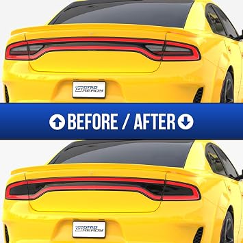 Compatible with 2015-2023 Dodge Charger Tail Light Tint Kit precut Dark Black Smoke Overlays. Vinyl taillight Accessories