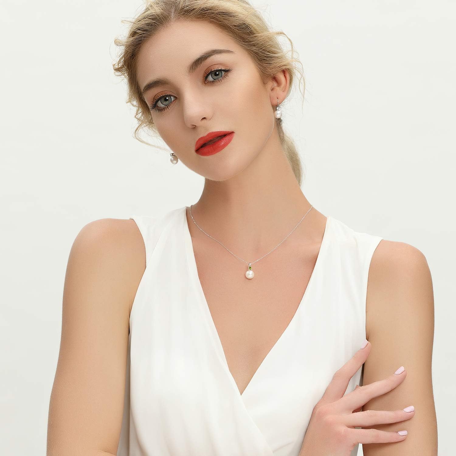 925 Sterling Silver Freshwater Cultured Pearl Pendant Necklace JO WISDOM Jewelry for Women,Girls - Image 2