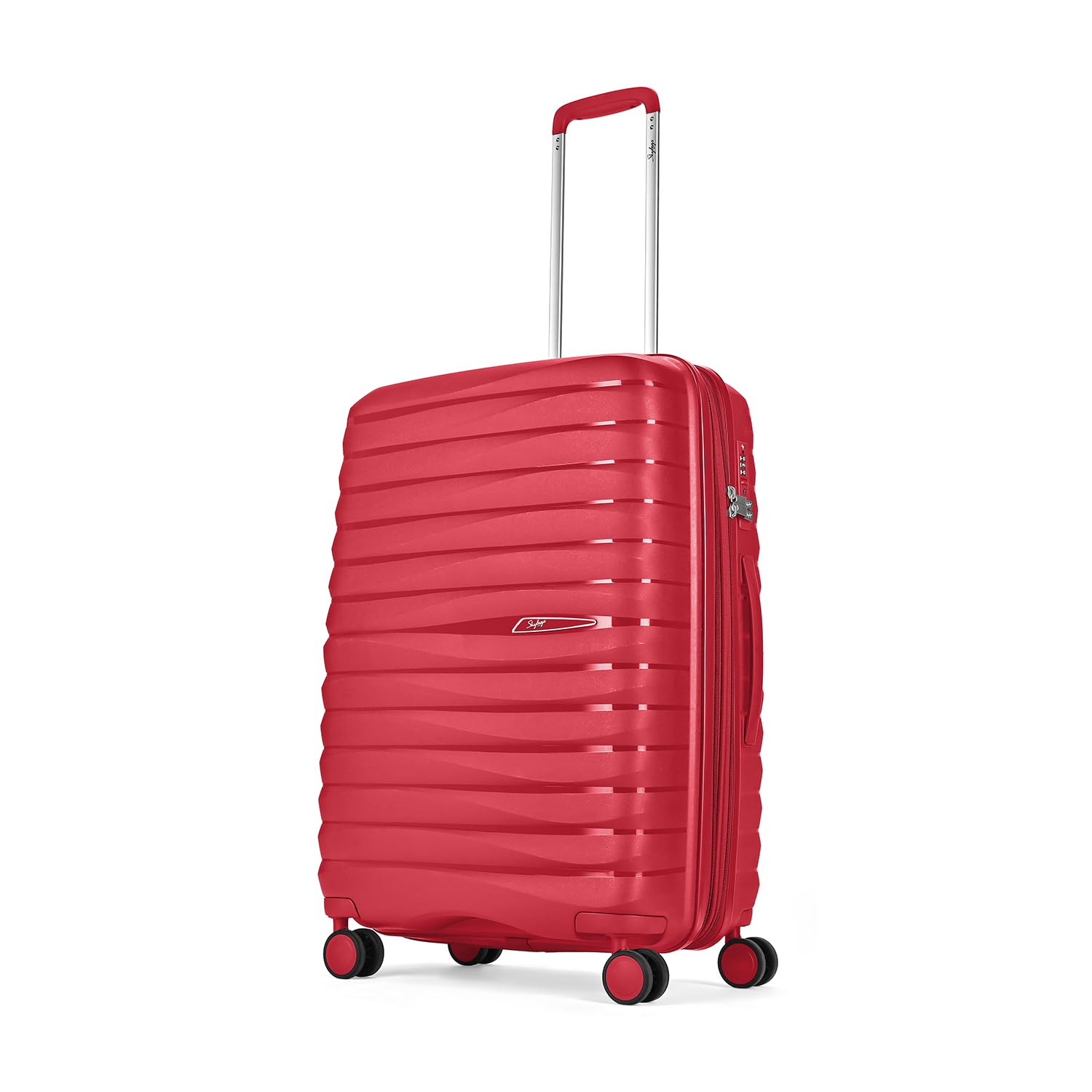 Skybags Medium Polypropylene Float Max Check-in Trolley Bag -, 66cms | Premium Hard-Sided Luggage for Travel with Smooth 8 Wheels Double Spinner & Flushed TSA Lock - Red