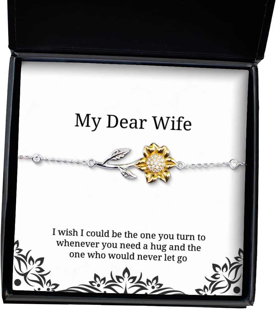 Krumfortable Living Fancy Wife, I Wish I Could be The one You Turn to Whenever You Need a Hug and The, Best Sunflower Bracelet for Wife from Husband