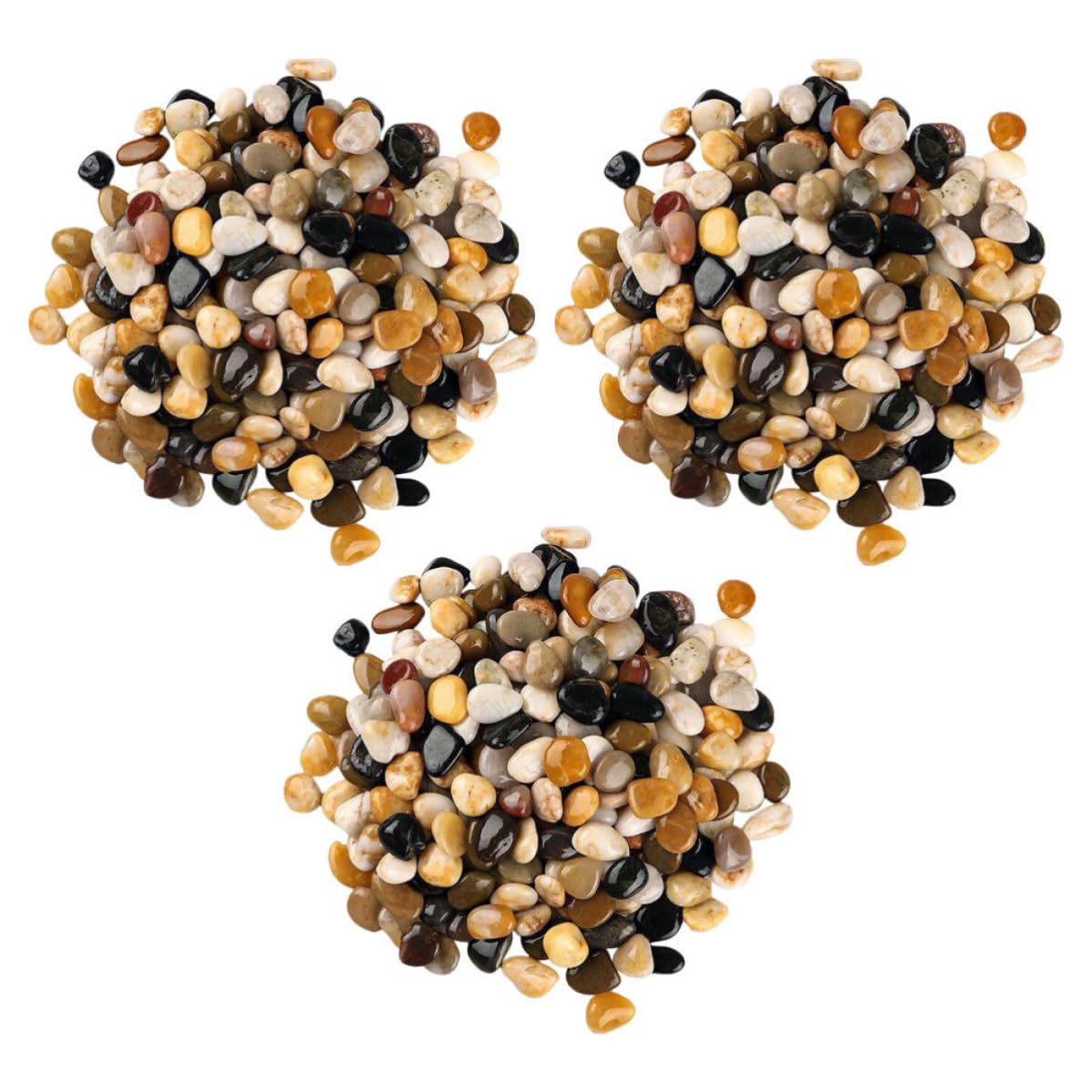 3 Packs Natural Round Decorative Pebbles for Aquarium Flowerpots, 3