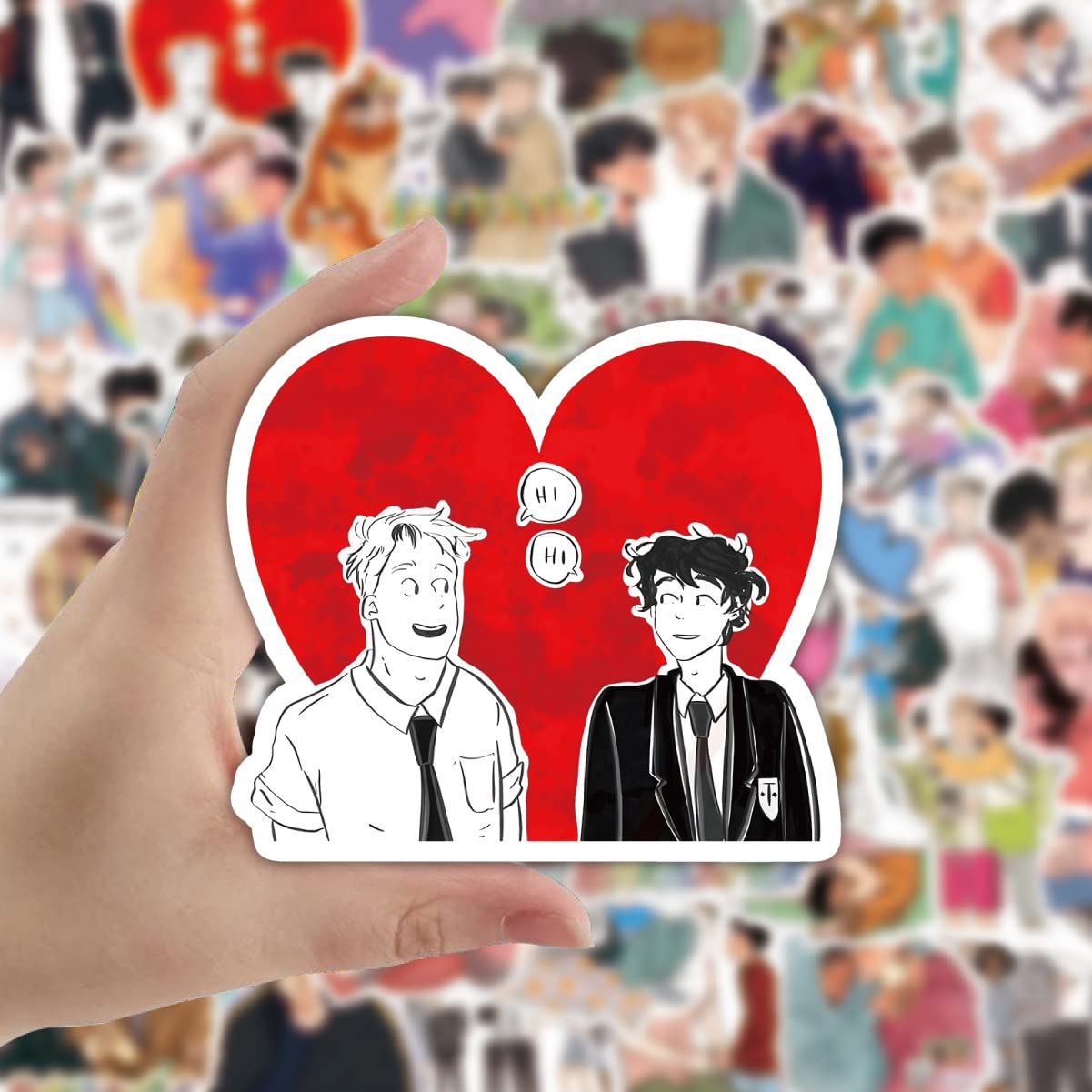 Heartstopper, 50 adesivi per bottiglie d'acqua, portatili, chitarra, skateboard, computer, valigia, bicicletta, Heartstopper in vinile, impermeabili, estetici, per adolescenti, bambini, adulti
