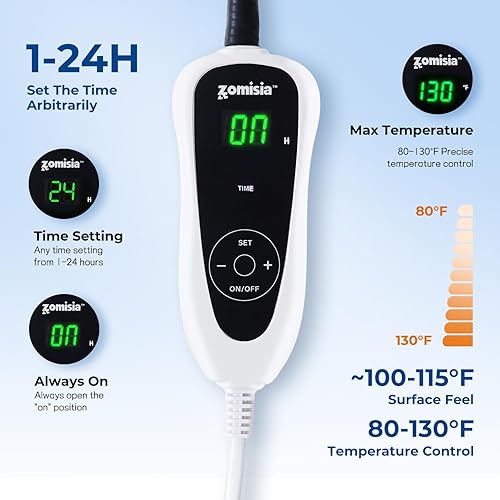 Miniatura 2 de Almohadilla térmica para gatos, 11 temperaturas ajustables y 25 opciones de temporizador, cama climatizada para gatos impermeable con cable