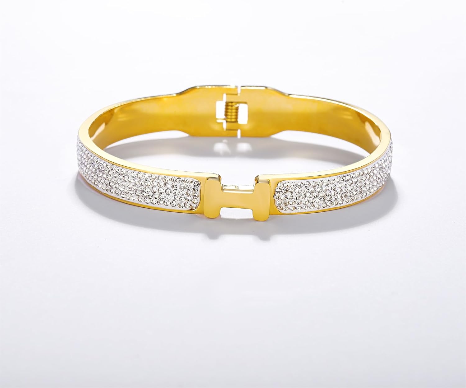 18K Gold Plated Bangle Bracelets for Women Stainless Steel with Cubic Zirconia Fashion Jewelry - Image 4