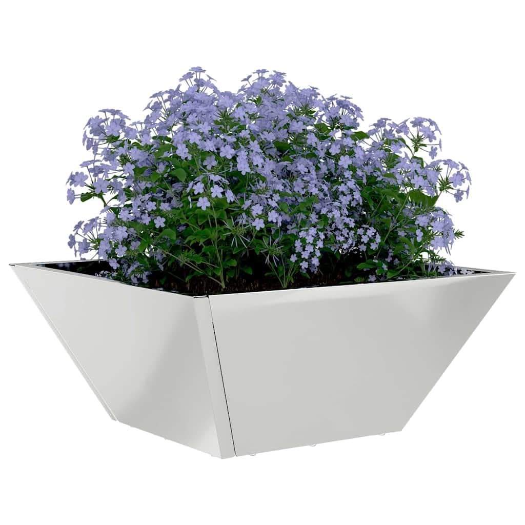vidaXL Garden Planter Silver 35 x 35 x 15 cm Galvanised Steel, Garden and Terrace, Modern Trapezoidal Decor, Durable Metal Planter, Outdoor Plant Holder, Minimalist Display