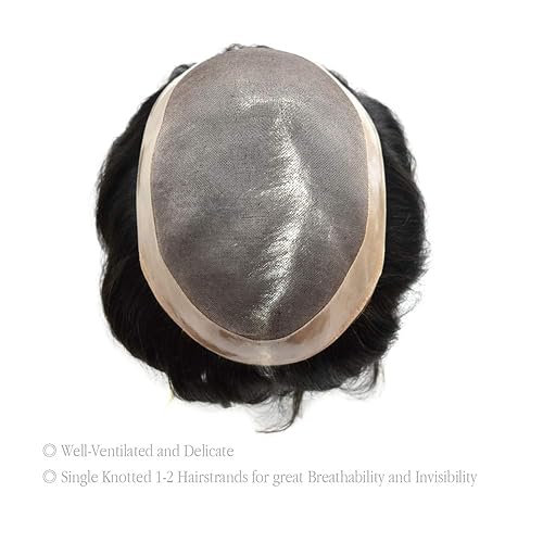 Miniatura 2 de Toupee de cabello humano fino monofilamento con revestimiento de poliéster alrededor de la pieza de pelo duradero NPU monofilamento sistema de