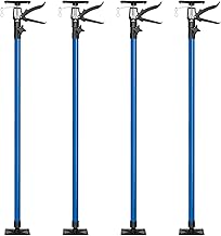 tectake® Plasterboard Prop Set, Telescopic Pole Adjustable 115-290 cm, 30 kg Capacity Ceiling Support, Quick-Tension Mechanism, Slip-Resistant, Ball Joints, Hand Lifting Jack Extension Pole - 4X Blue