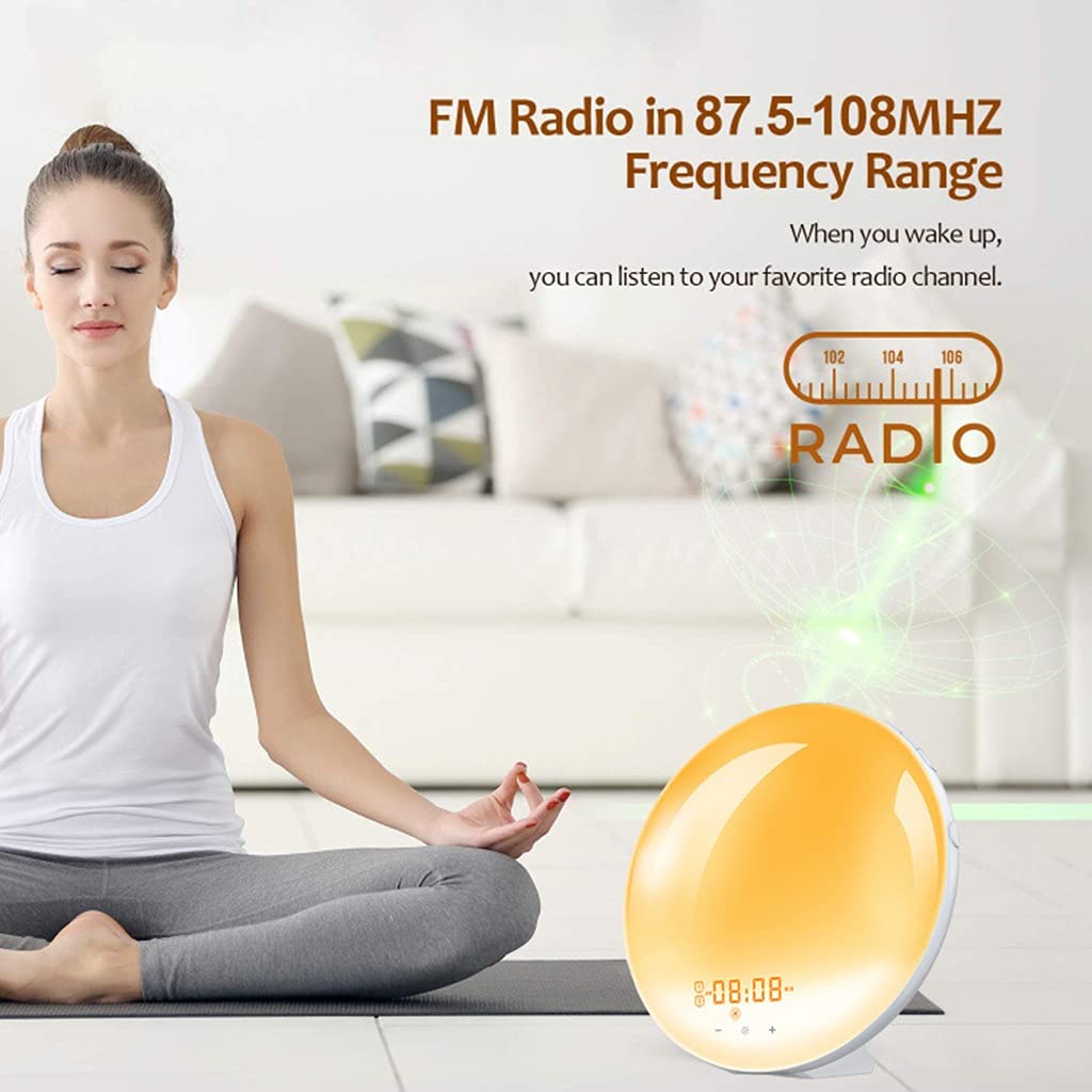 Sveglia Touch Control, 7 Suoni Naturali e Radio FM, 4 Sveglie e Posticipazione, USB Ricaricabile, Sunrise Simulation Wake Up Light