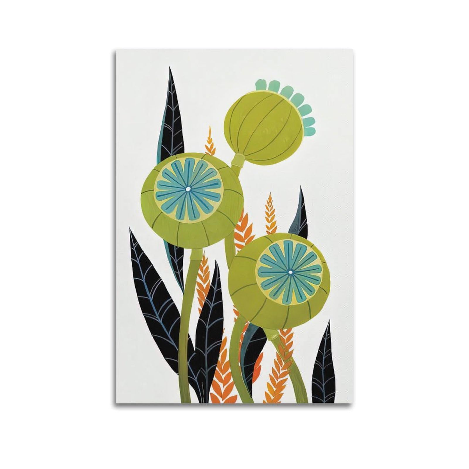 DLJGDS Simple Plant Poster Illustration Snow Lotus Decorative Painting Canvas Wall Posters And Modern Family Bedroom Decor 20x30inch(50x75cm)