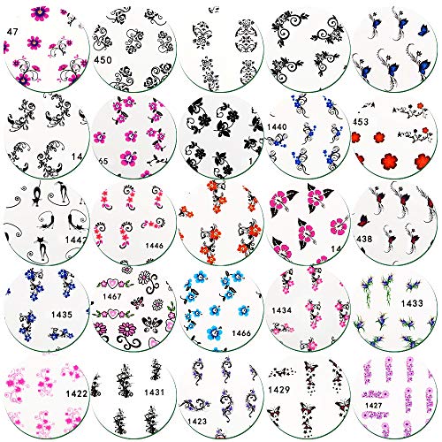 FLOFIA 50 Blätter Nagelsticker Wassertransfer Blumen Nagel Aufkleber Wassertattoos Nägel Sommer Nailart Sticker Nail… – Bild 3