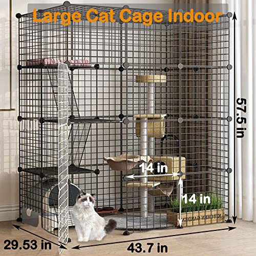 Bnosdm Large Cat Cage Detachable Indoor Diy Pet Crate Playpen 4-Tier Metal Wire Kennels Enclosures Outdoor Pets Home Animal House Fence For 1-3 Cats, Guinea Pigs, Rabbits, Small Animals #TOP2
