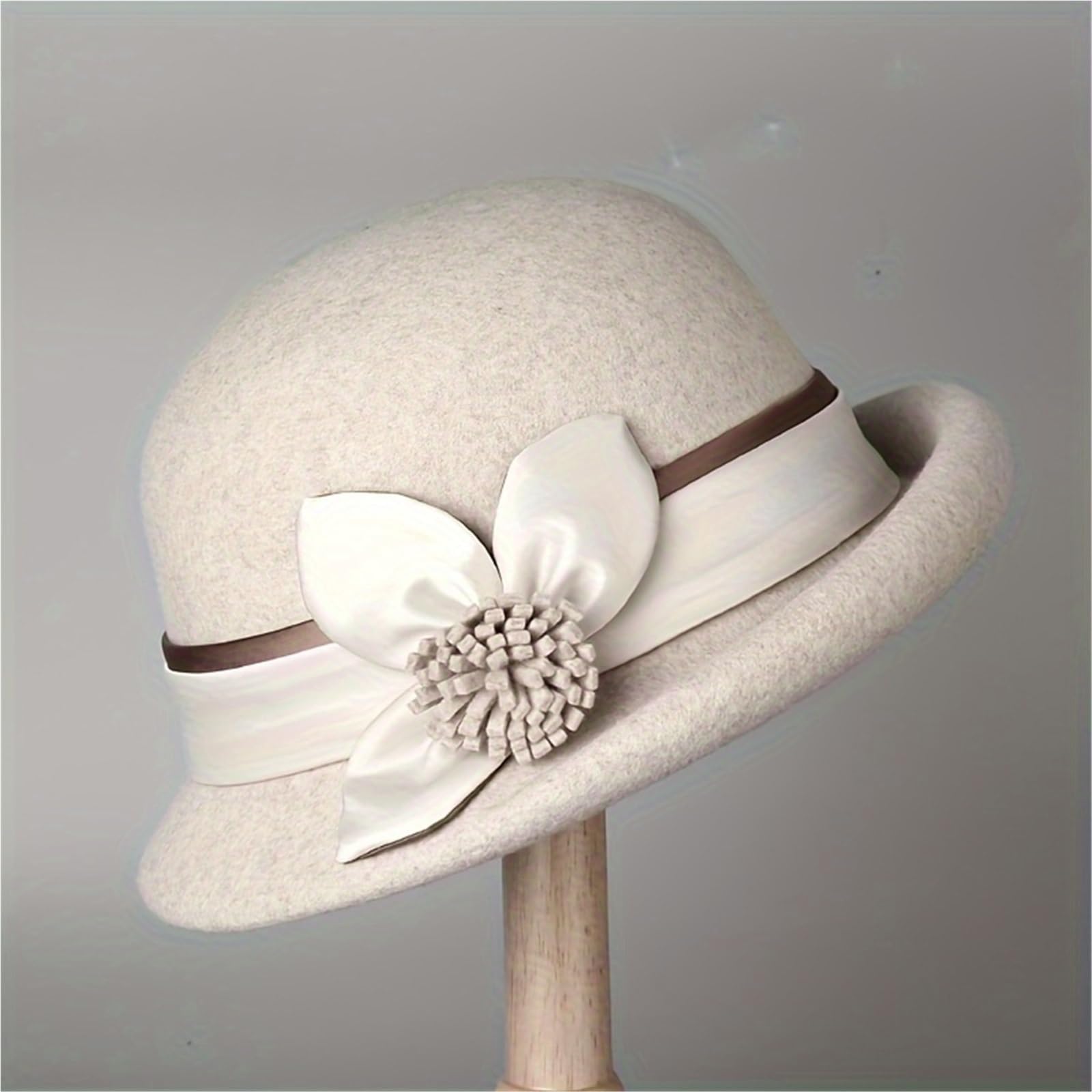 Bombetta Donna Cappello Fedora Francese in Tweed di Lana Vintage | Cappelli da donna eleganti in feltro con tesa arrotolata traspirante for donna autunno e inverno