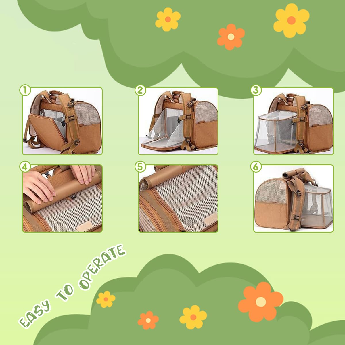 Transportbox Katze,Hundebox Faltbar Erweiterbarer für Katzen,Kleine Hunde bis 8kg,Atmungsaktive Katzentransportbox für Reisen mit Zug,Auto,Flugzeug