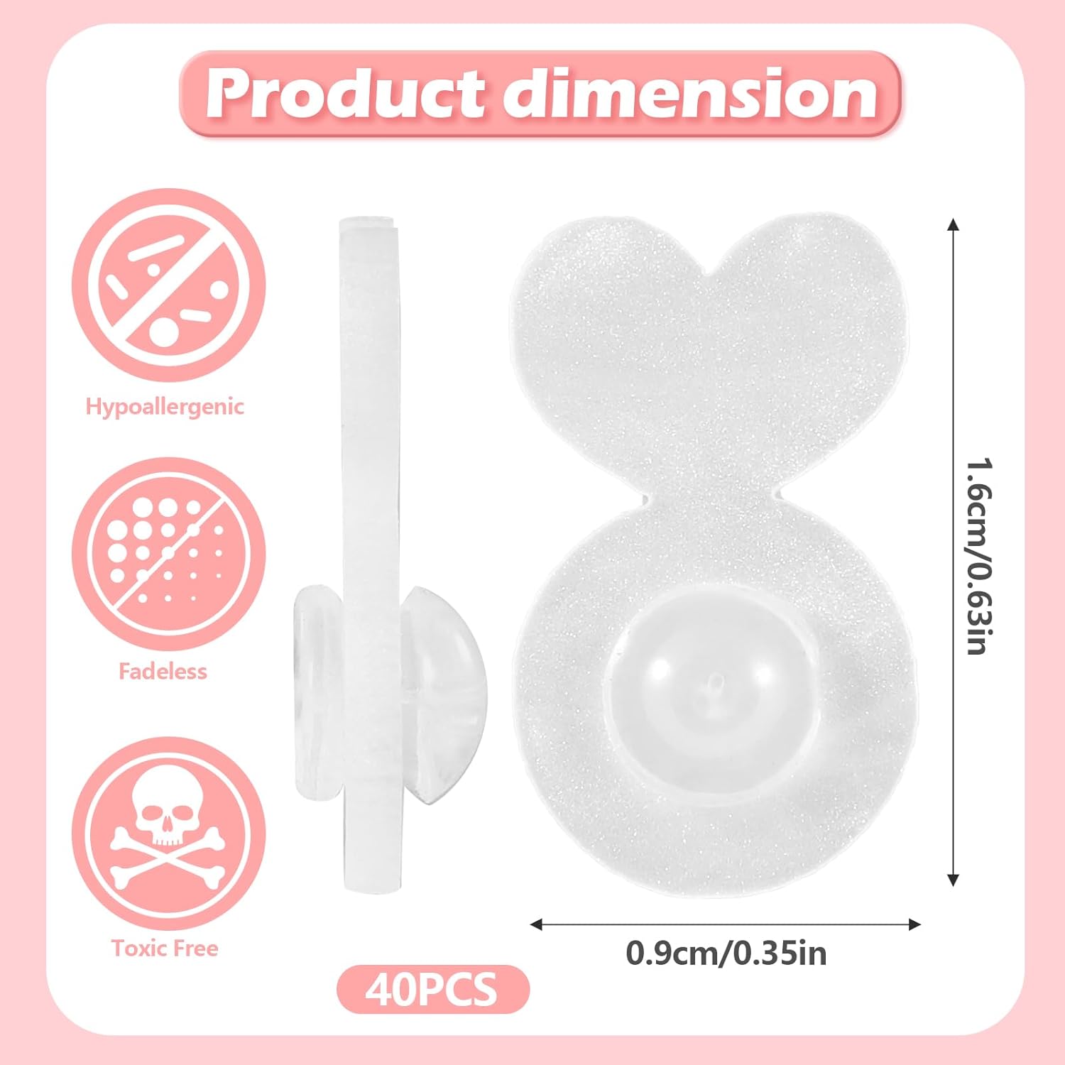 Earring Lifters for Heavy Earrings, 40 Pcs Acrylic & Silicone Earring Backs for Droopy Ears, Love Shape Earrings Support Backs, Anti-Slip Invisible Earing Back for Women - Image 2