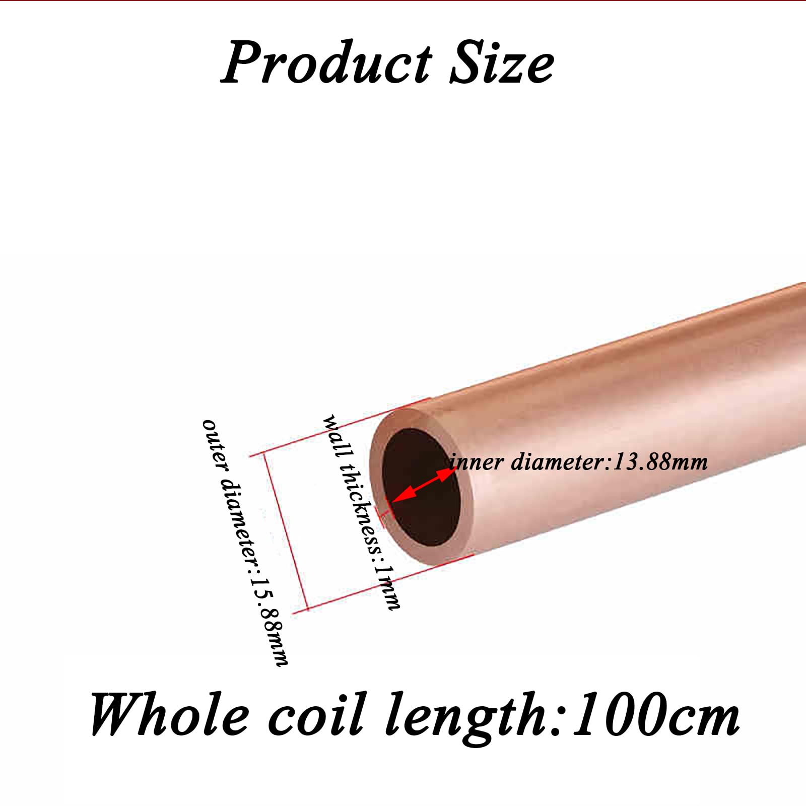 Kältemittelschläuche, flexible Kupferspule, 1 Meter langes Kupferrohr, Außendurchmesser 15,88 mm, Wandstärke 0,8 mm/1 mm, weiches Kupferrohr mit Spiralwicklung, verwendet in Kühlschränken, Klimaanlage