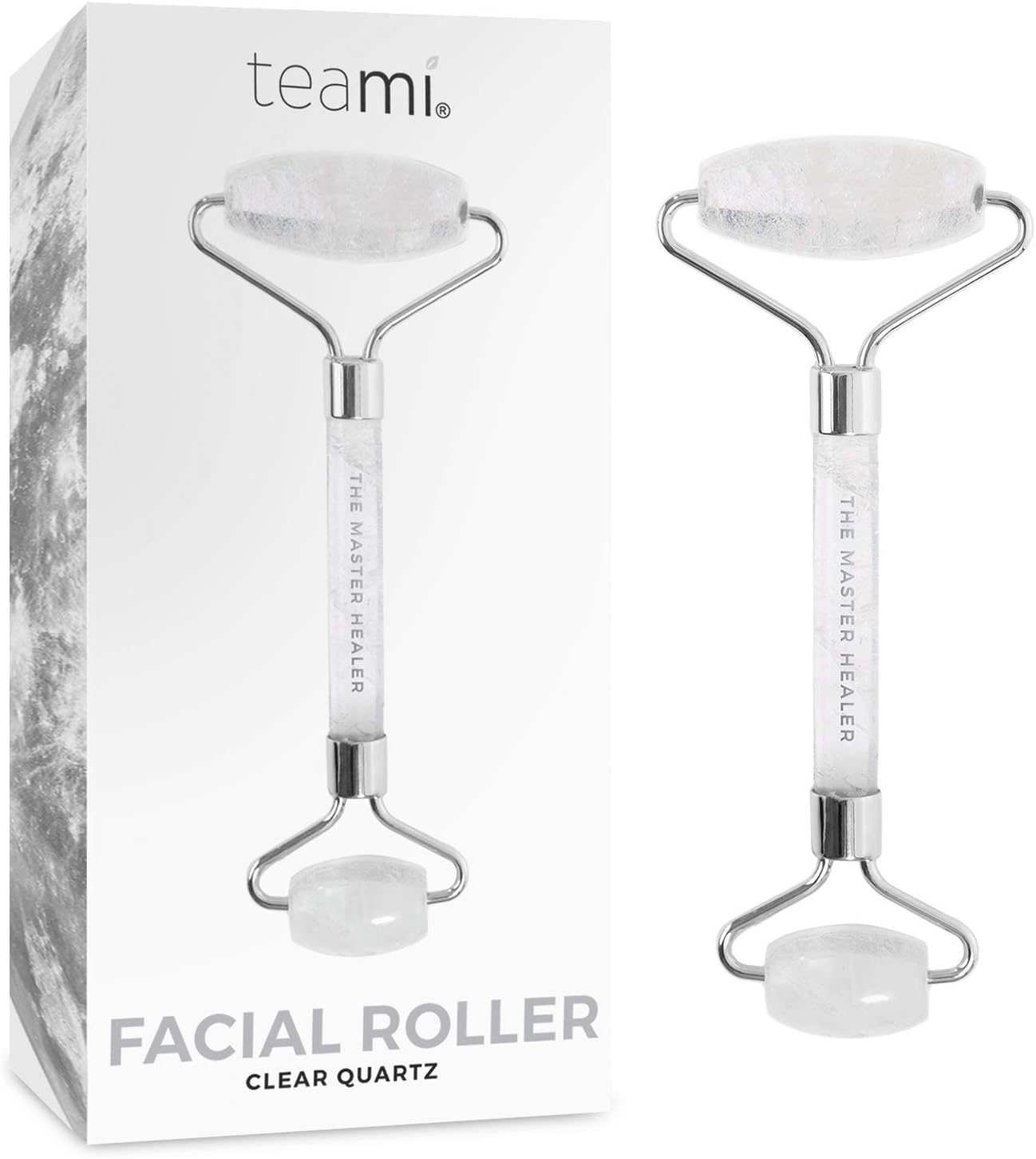 Teami Clear Quartz Face Roller - Best for Reducing Puffiness, Fine Lines, Getting Skincare Products to Penetrate Deeper, and as a Face Massager for Relaxation