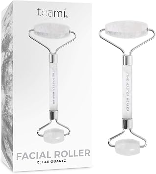 Teami Clear Quartz Face Roller - Best for Reducing Puffiness, Fine Lines, Getting Skincare Products to Penetrate Deeper, and as a Face Massager for Relaxation