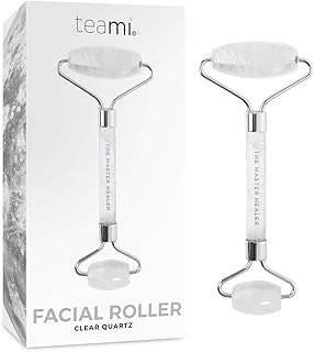 Teami Rodillo facial de cuarzo transparente –...