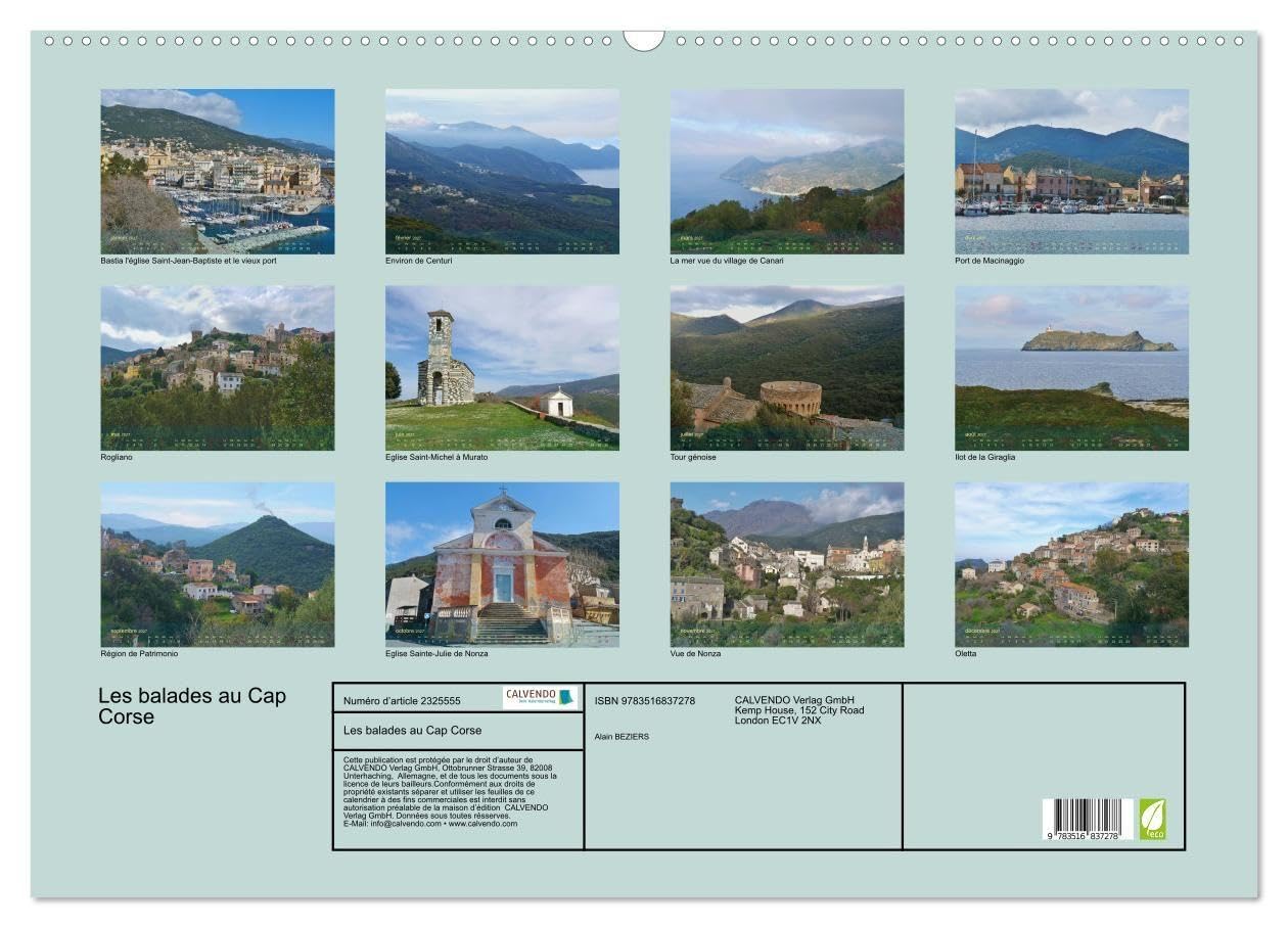 Balades au cap corse calendrier mural 20: Balades et visites autour du c