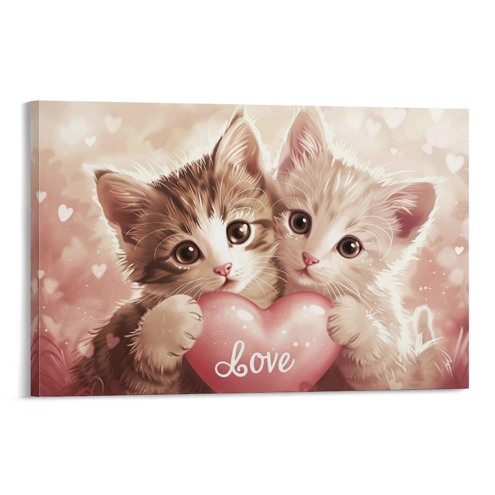 Amazon.co.jp: 絵画 可愛くて愛情深い2匹の子猫インテリア 絵画