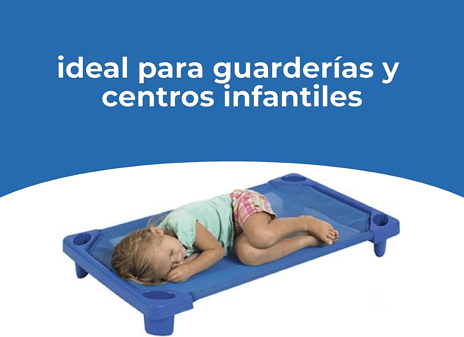 Pack de 6 Cunas Apilables para Guardería y 6 Sábanas Bajeras para Cuna Apilable – Cuna Apilable para Guardería 132cm x 58cm x 15cm y Sábana Bajera 132cm x 58cm