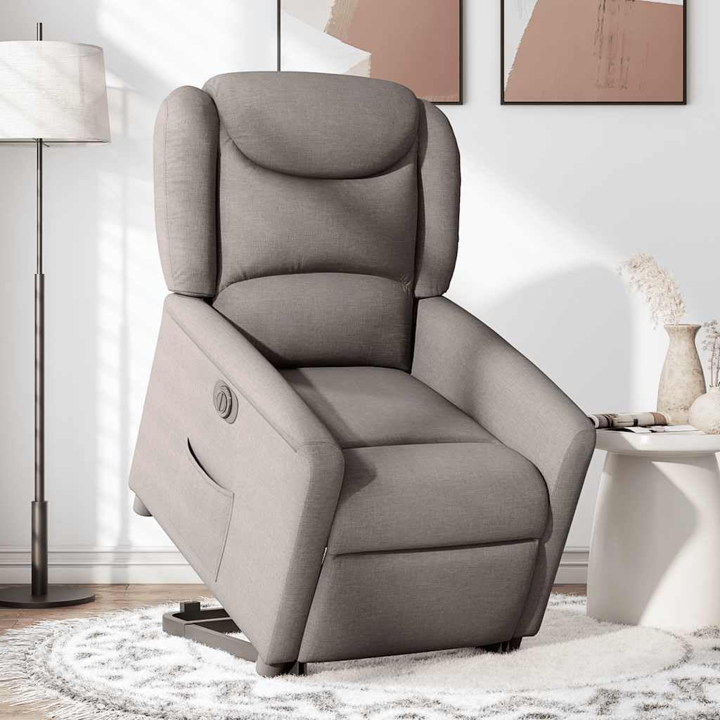 Genérico Sillón eléctrico reclinable elevable de Tela Gris Taupe,Sillas,Sillones-3303221