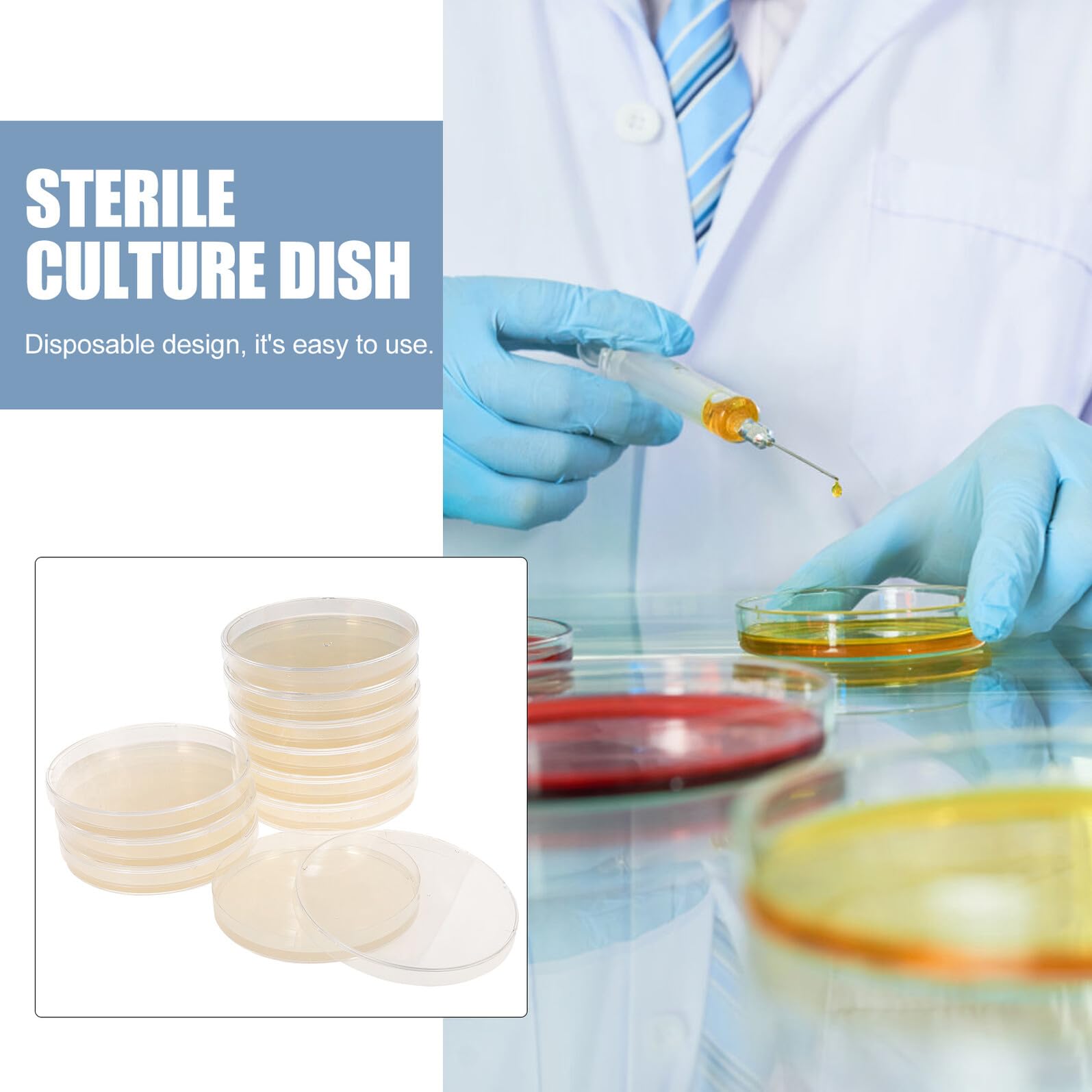 10 piezas Unidades Placas Agar Portátiles Nutrición Microbiana Precargadas para Proyectos Escolares Cultivos Tejidos Laboratorio