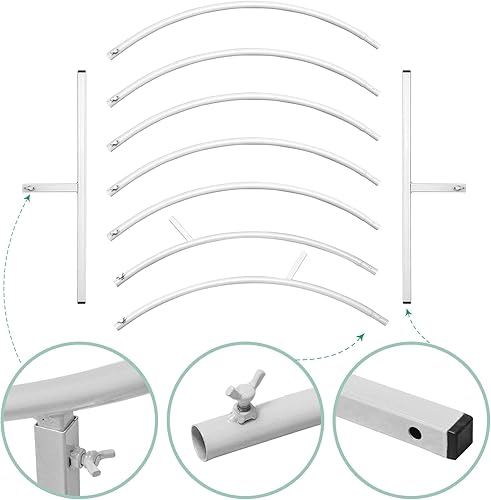 Miniatura 2 de Soporte redondo de arco de globos, de metal, para arco de boda, círculo de globos, soporte de telón de fondo con base de doble barra para jardín,
