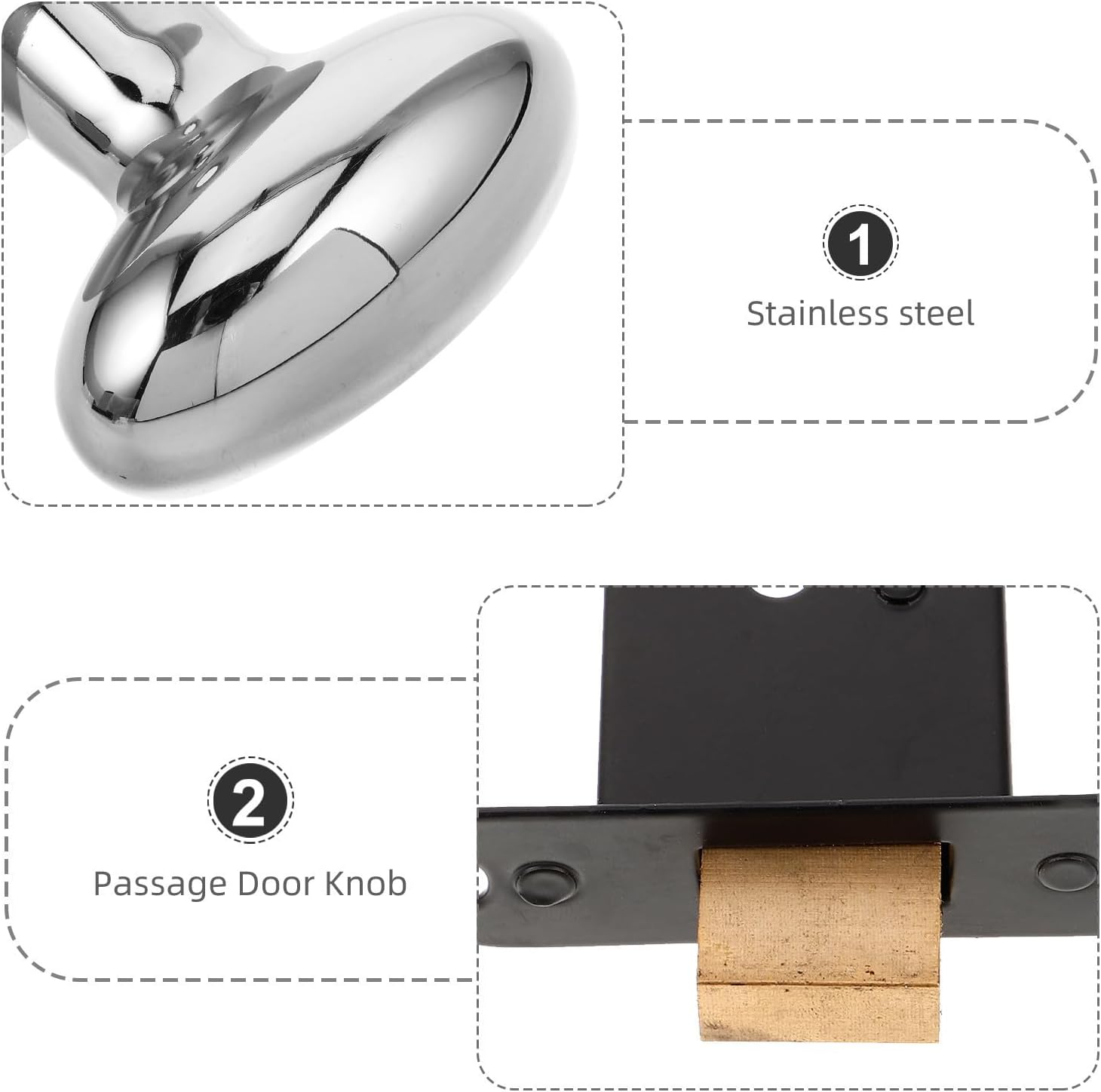 Hidden Door Lock 5cm Thick Doors Silver Stainless Steel Single-sided | 4 Cm Opening Width, Double Cylinder Construction, Wide Applicability, Antitheft Design, Safety and Reliability