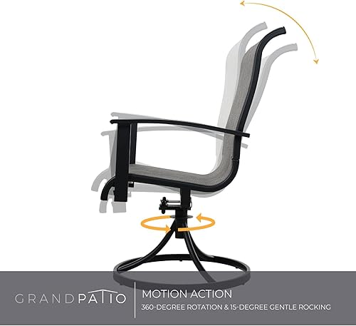 Miniatura 7 de Grand Patio Juego de 2 sillas de comedor giratorias para exteriores juego de 2 sillas de comedor giratorias de textileno para exteriores juego de 2