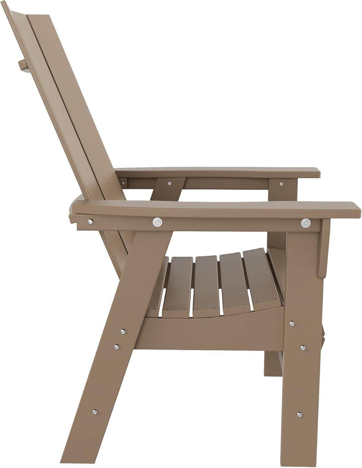 WO WESTIN OUTDOOR HDPE Shoreside Modern Curveback Adirondack Dining Chair,Weathered Wood