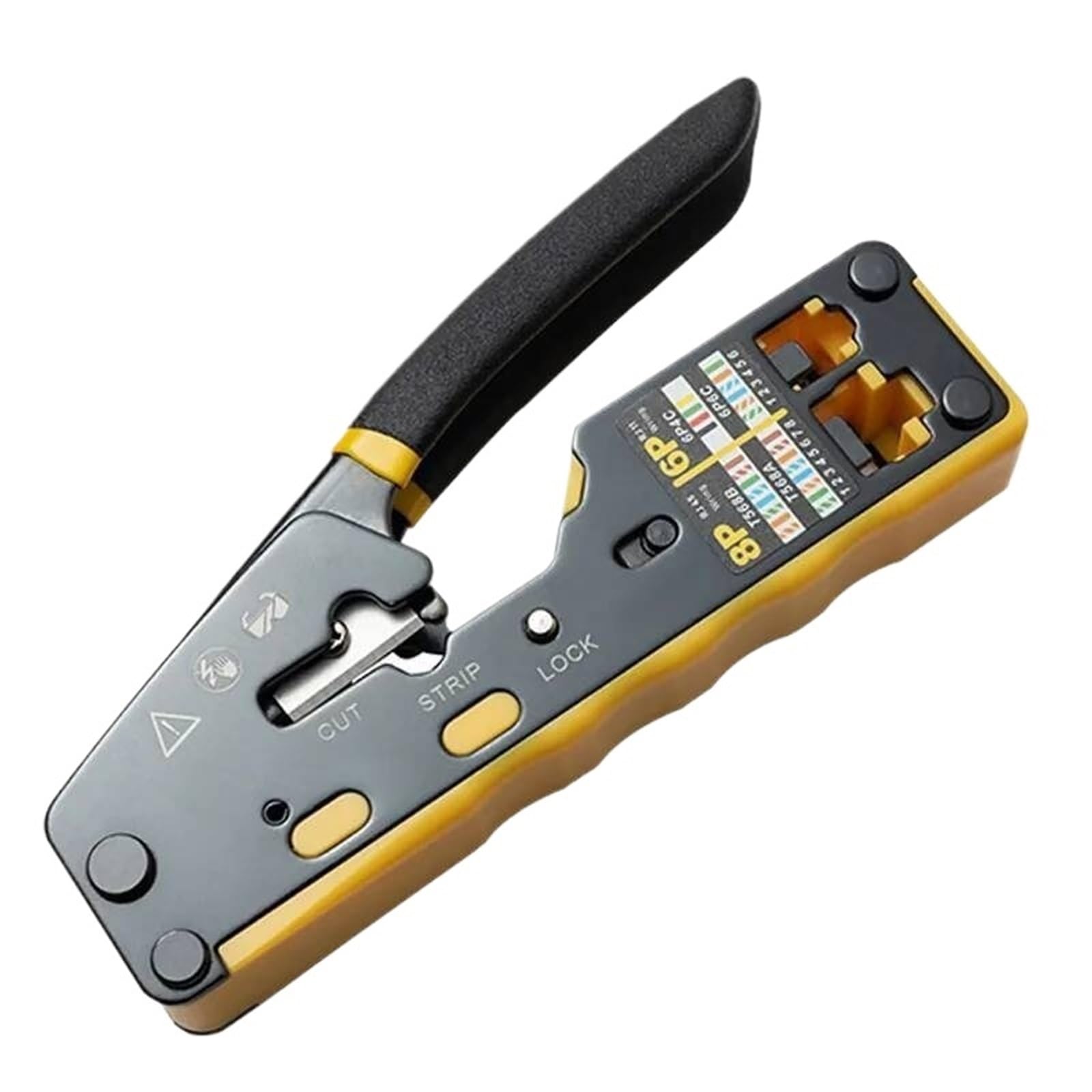 Narzędzie do zaciskania RJ45 do złączy Ethernet Cat6, Cat5 i Cat5e, w zestawie szczypce do ściągania izolacji i zaciskania.