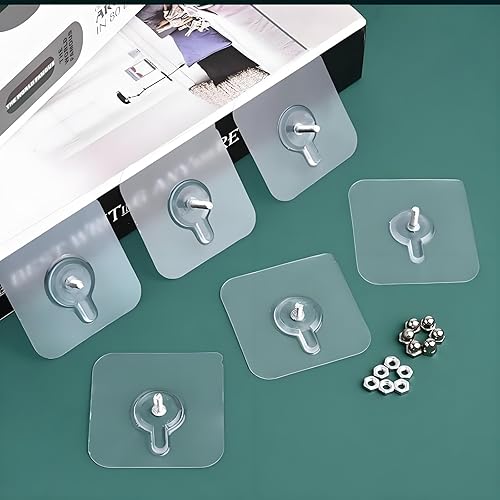 Miniatura 4 de 10 ganchos de pared sin taladrar  Perchas adhesivas resistentes para cocina, baño y hogar  Accesorios para colgar cuadros sin daños con cinta