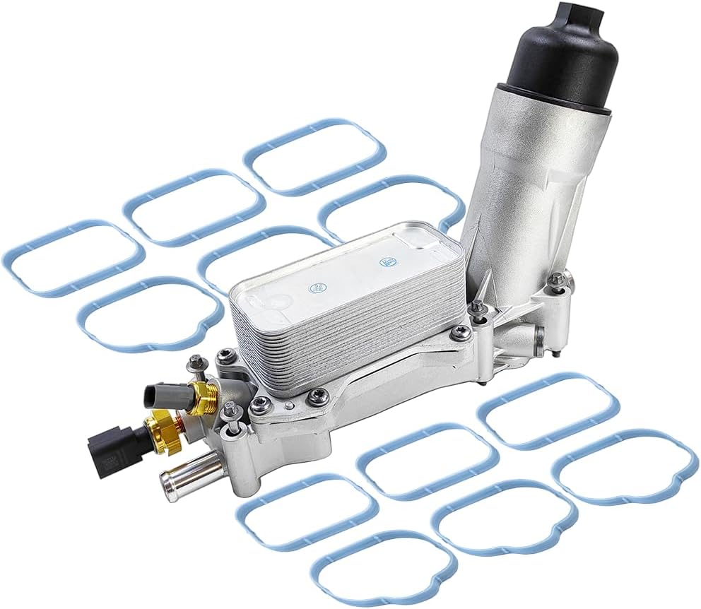 Aluminum Engine Oil Cooler & Oil Filter Housing | Fit for Chrysler 200 300, Jeep Grand Cherokee Wrangler, Ram 1500 ProMaster, Dodge Challenger Durango Journey 3.6L V6 | OE#: ‎926-876 926-959 5184294AE
