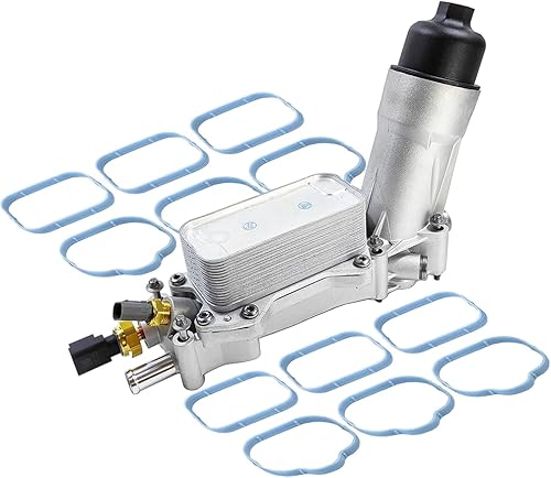 Enfriador de aceite de motor de aluminio y carcasa del filtro de aceite | Apto para Chrysler 200 300, Jeep Grand Cherokee Wrangler, Ram 1500