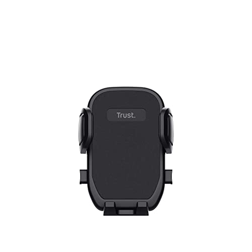 Trust Runo Support de Téléphone, Monture de Volet d'Aération, Support Sécurisé, Bouton de Déblocage Rapide, Pince Arrière Revêtue de Caoutchouc, iPhone, Samsung et Autres 55-100 mm - Noir