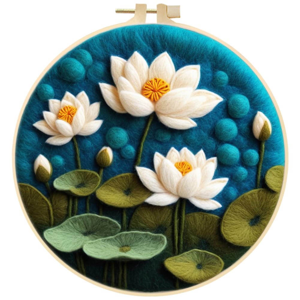 Zcargel Needle Felting Kits Beginners DIY Needle Felt Starter Kit Wool Felt Painting Pack with Picture Frame Foam Pad Felt Cloth and Instructions Gift for Home Decoration Beginner Art Craft