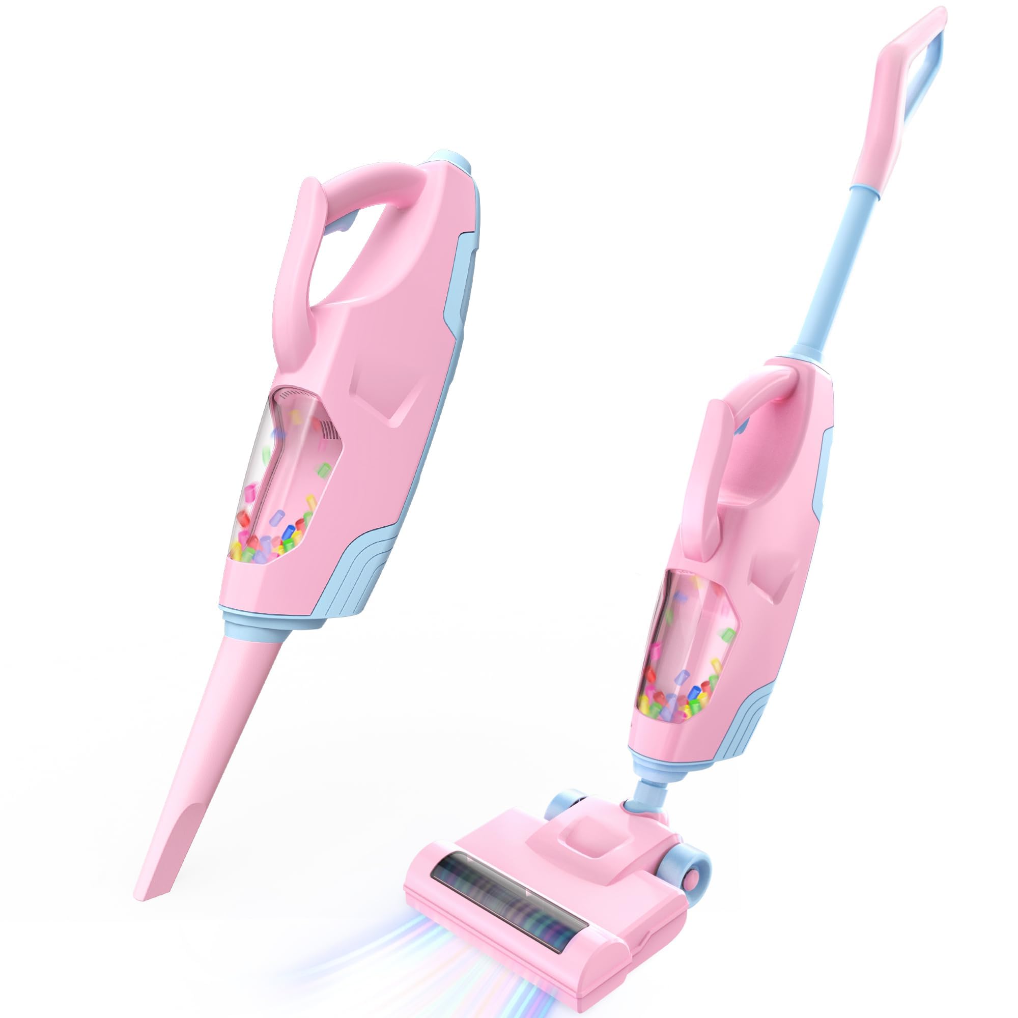 SMILESSKIDDO Kids Vacuum That Really Works - Toddler Toy Vacuum with 2 Nozzles, Sound and Ball Popping Action, Housekeeping Toys for Children Boys & Girls (Pink)