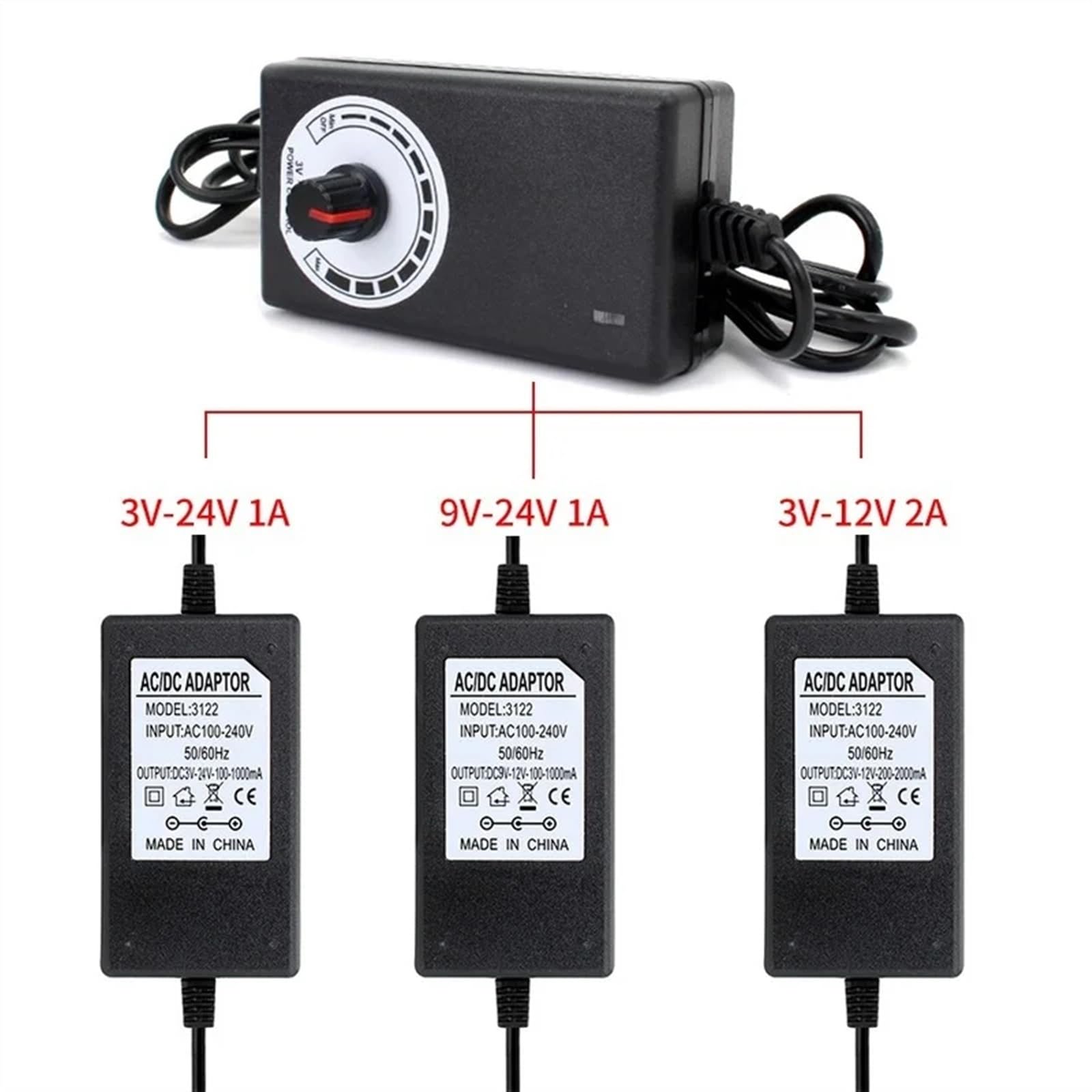 Adattatore di Alimentazione Regolabile 3V 5V 6V 9V 12V 18V 24V 1A 2A 5A Adattatore di Alimentazione Universale da 220 V a 12 V Caricatore Regolabile 'Adattatore(3V-12V 5A Adpater,2)