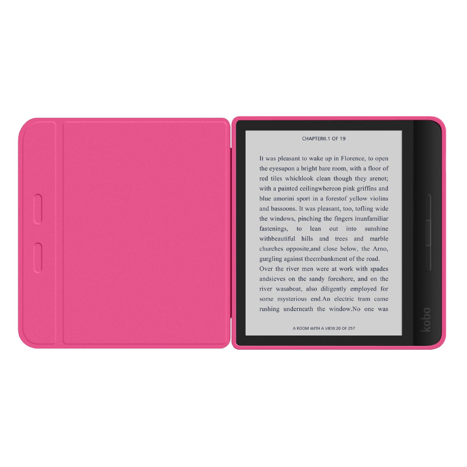 GIOPUEY Funda Compatible con Kobo Libra Colour/Kobo Libra 2, Flip Piel Carcasas, Carcasa Trasera Transparente de PC TPU - Rose Red — view 7