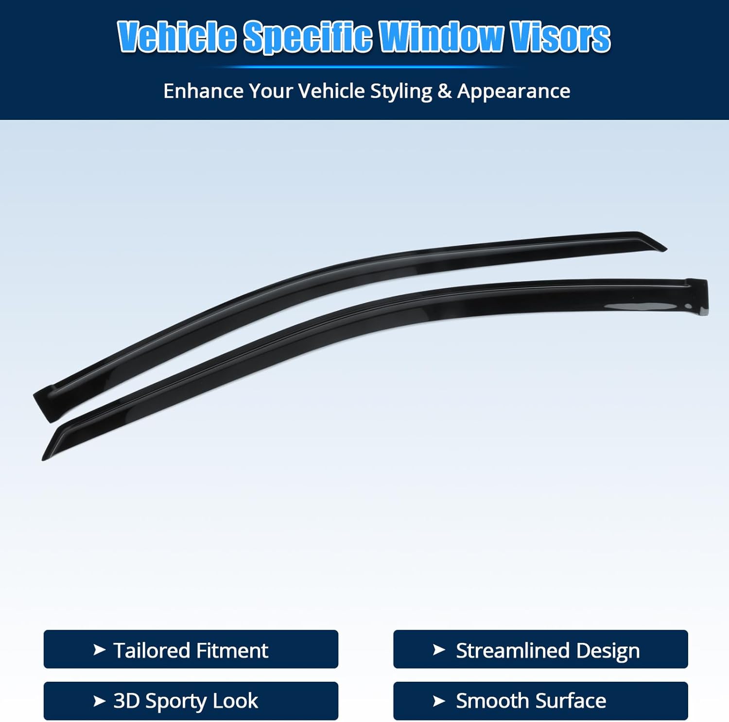 FREEMOTOR802 Tape-on Window Deflectors Fits 2008-2013 Nissan Altima Coupe, Rain Guards Side Window Visors Wind Deflectors Vent Visors Slim Style Smoke Tinted Acrylic 2 Pieces