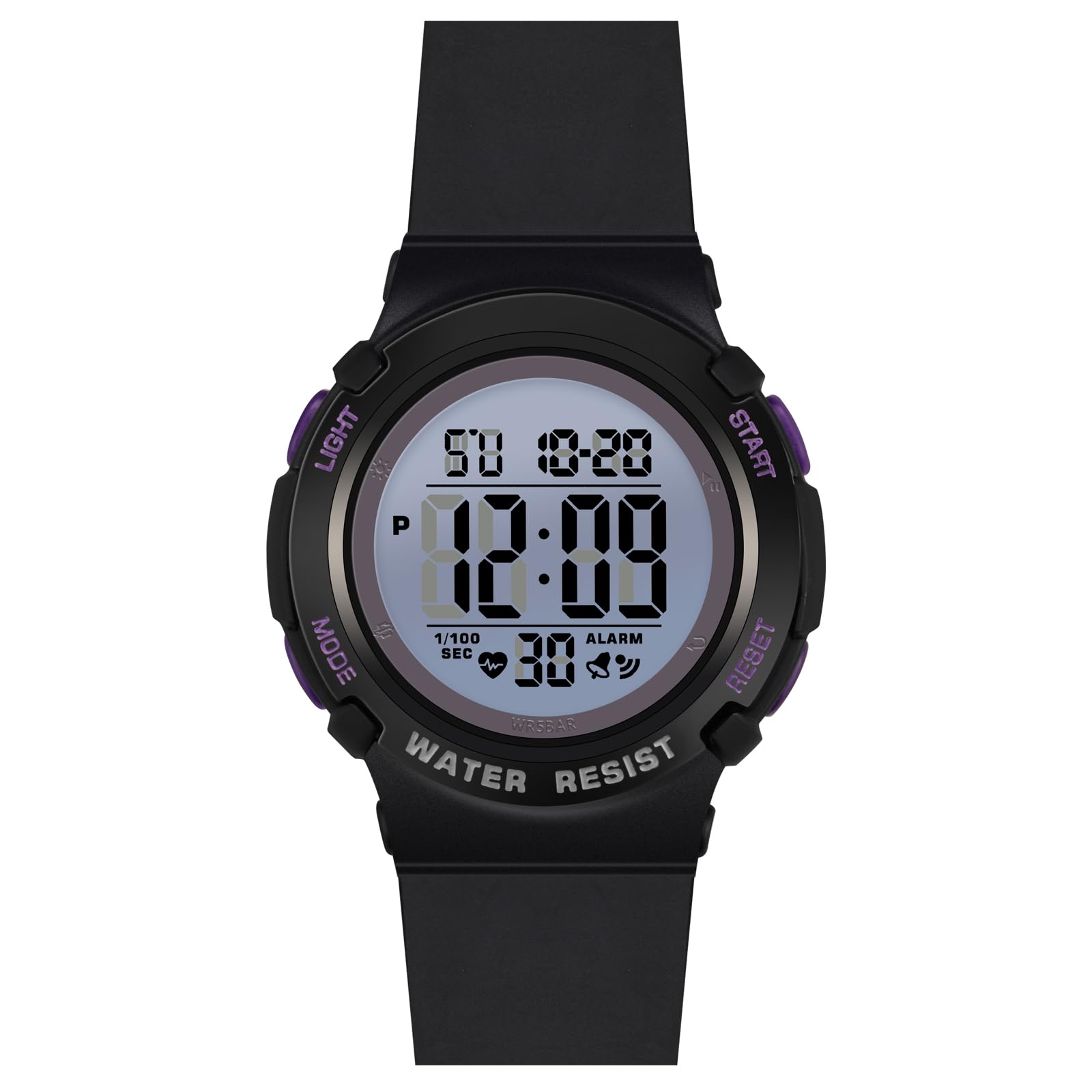 ITOOZYNN Digital Light Up Watch for Boy and Girl,Kids Watch Ages 7-16,Waterproof 5 ATM,School,Outdoor,Sports (Grey Black)