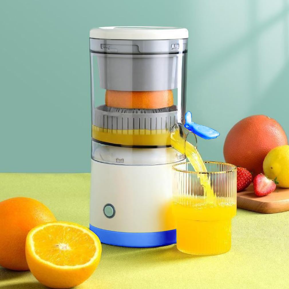 Electric Juicer Rechargeable,Portable Kitchen Gadget for making Orange Juice,Squeezing Oranges,Lemons,Kiwi Fruit,Grapefruits,and Citrus Juices.Comes with USB charging and a Cleaning Brush(Blue)
