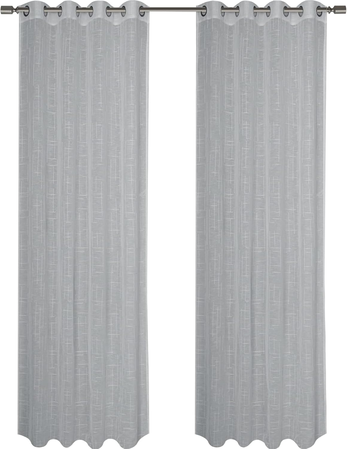 Ystyle Cortinas Visillos Translucidas Tul Bordado 2 Piezas, 140×290 cm, Modernas Cortinas Salon Dormitorio con Ojales, Efecto Lino Cortina para Habitacion Ventana Infantiles Niña, Gris