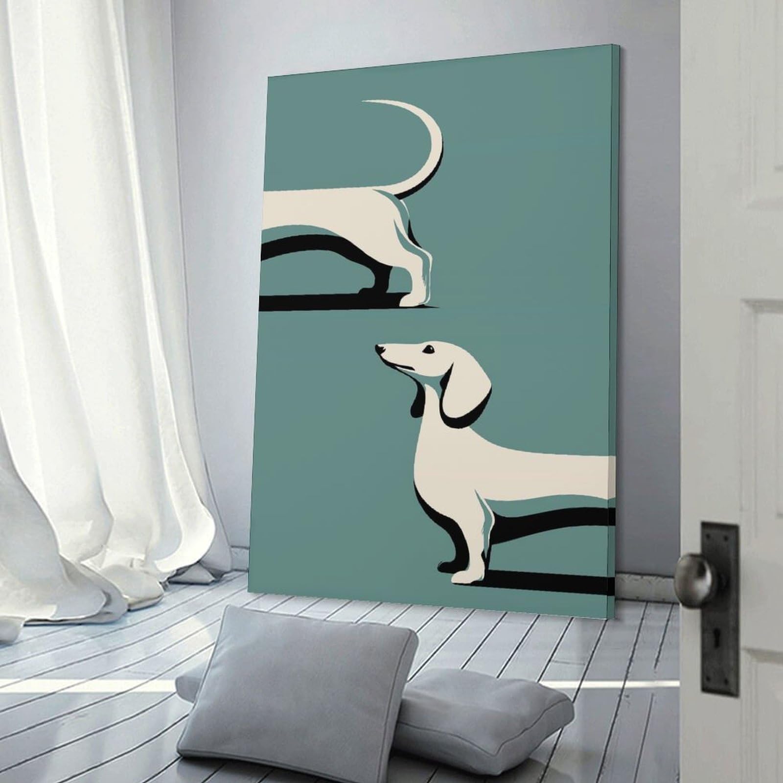 Junmoney Dachshund Dog Print Canvas Wall Decor 24x36inch(60x90cm), for Entrance Walls, Hall Decor Or Foyers, Wall Decor to Refresh Empty Corners