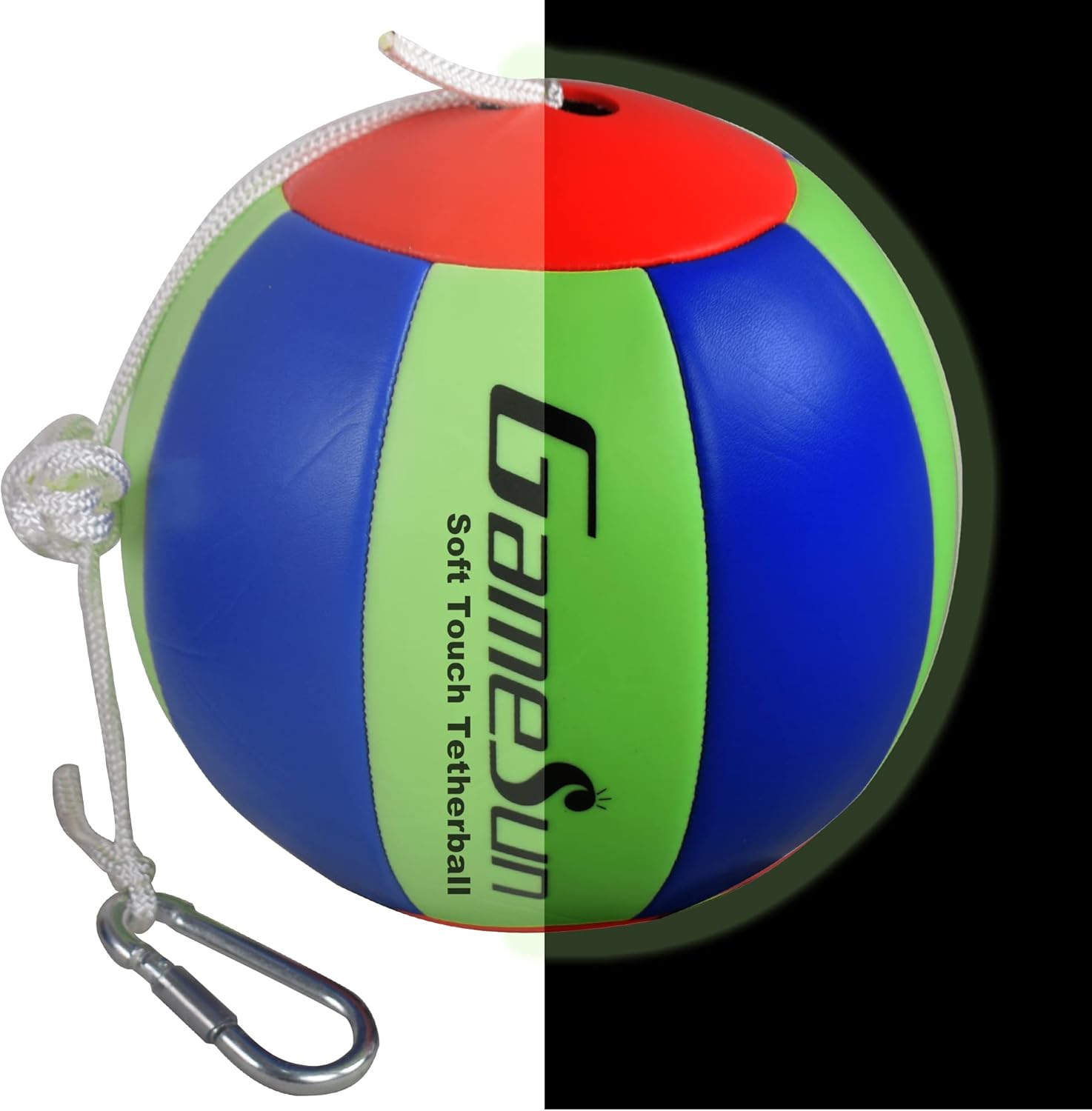 GAMESUN Tetherball Ball and Rope Set- Tetherball Ball with Rope and Carabineer Hoop, Two-Needles Pump, Glow in Dark : Sports & Outdoors