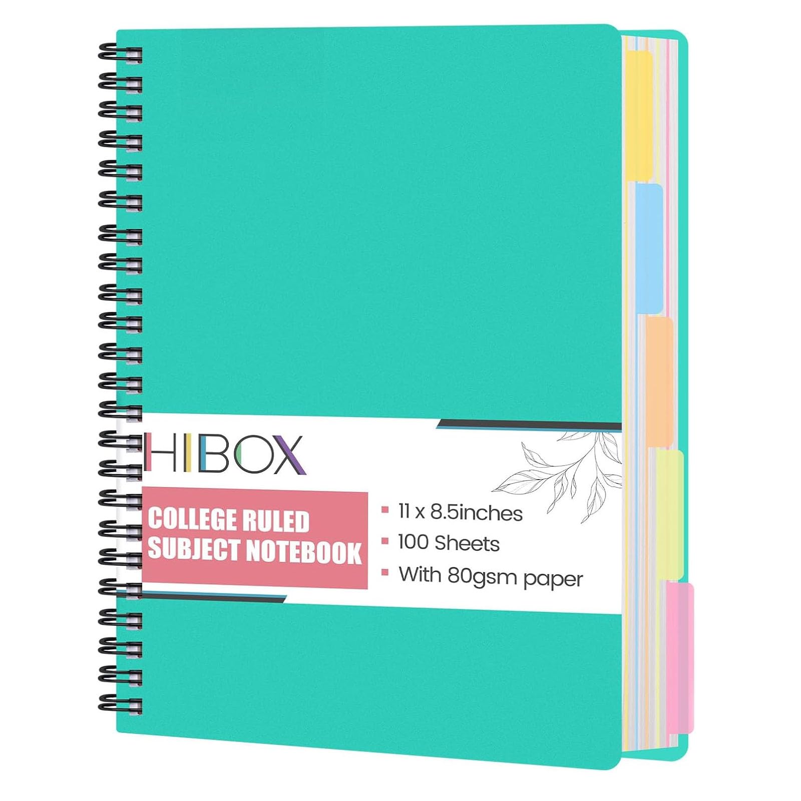 Cahier à spirale HIBOX vert idéal pour l'école et le bureau