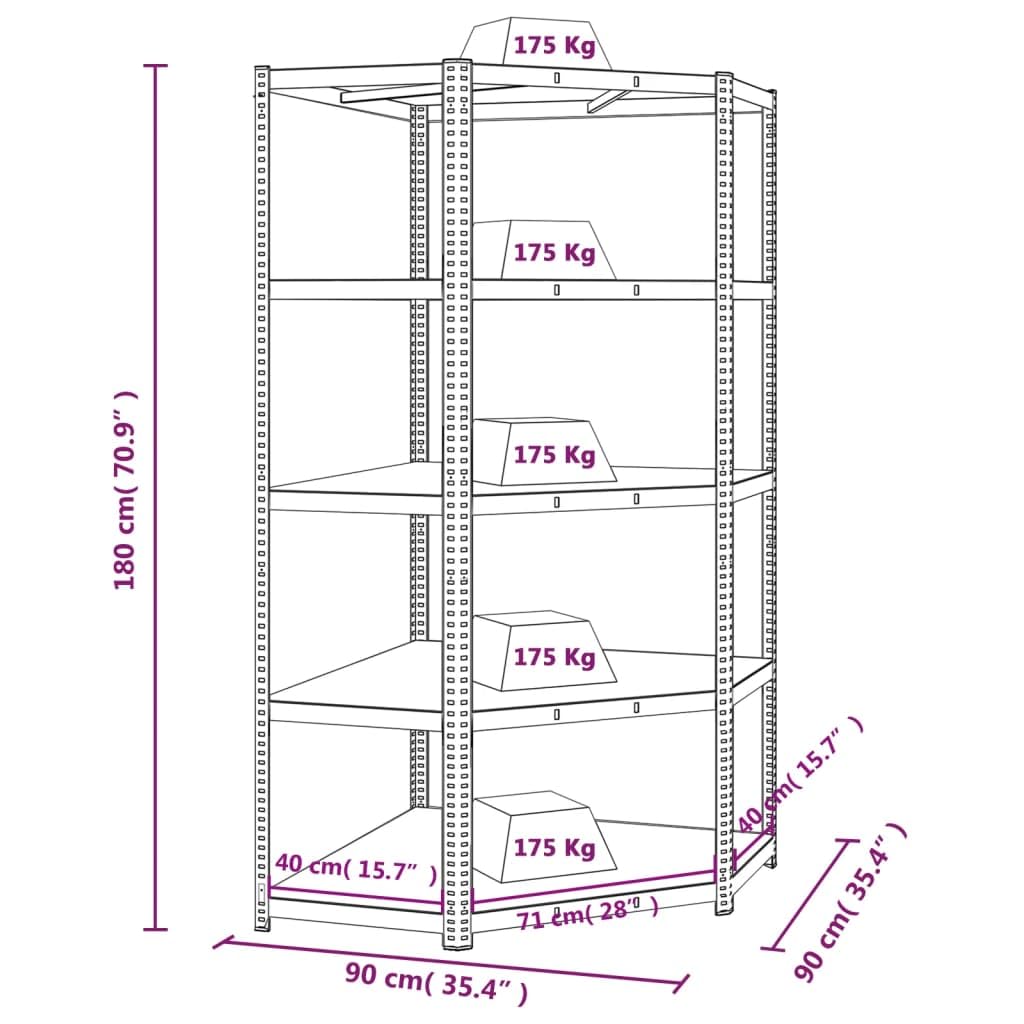 Générique Étagère d'angle à 5 Niveaux Bleu Acier et Bois d'ingénierie,Entreprise & Industrie,Stockage Industriel,Étagères industrielles,Bleu,22.73 KG,152870