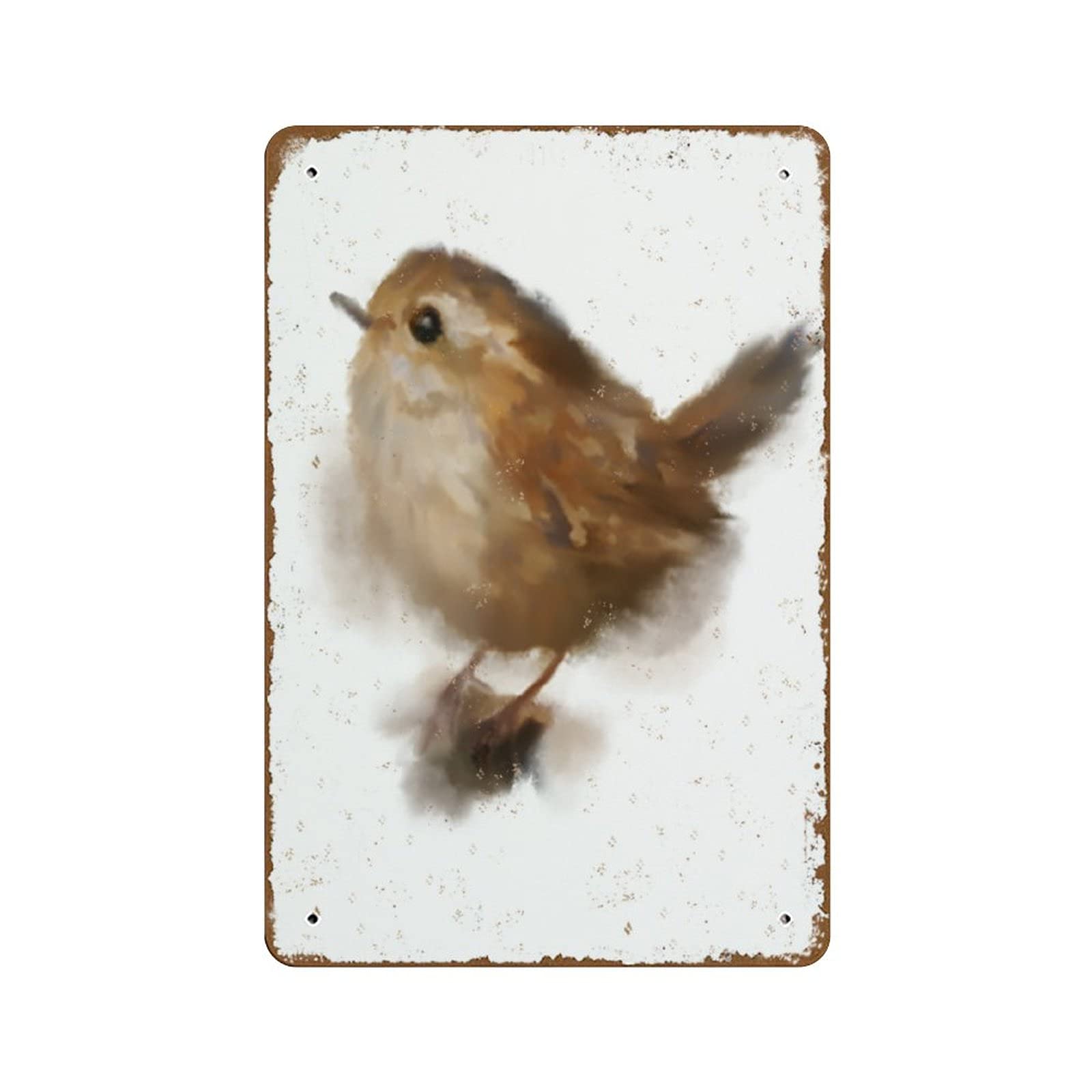 Pibonto Men's Wall Art Watercolour Wren Bird Metal Tin Sign Living Room Home Decor Kitchen Prints Birthday Gift Gardener Gift British Metal Tin Sign Plaque Bar Pub Vintage Retro Wall Decor Gift For 8X5.5 Inch