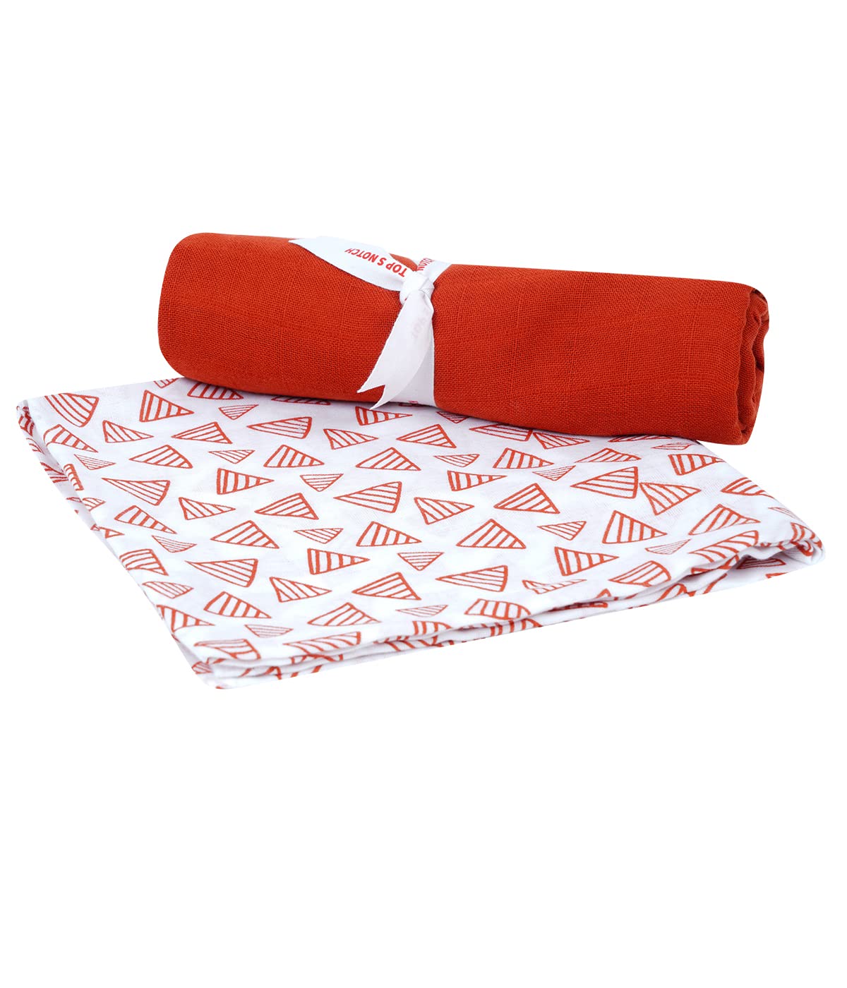 TOPSNOTCH Printed Baby Organic Swaddle for Winter Season with Solid Design (Red, White)